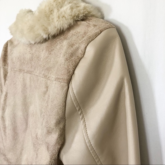 Guess Cream Faux Leather and Fur Jacket - Picture 7 of 8